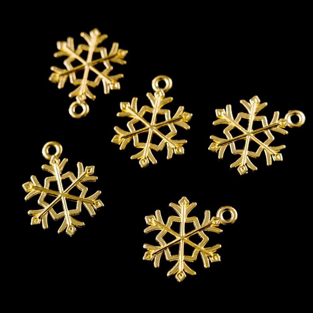 подвеска металлическая "снежинка новогодняя", цвет золото, 21x16x2 мм