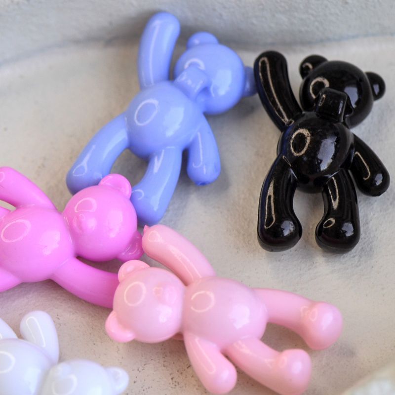 подвеска акриловая "мишутка", цветовой микс, 37x28x13 мм