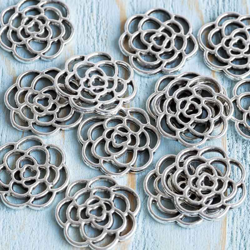 коннектор "пион", цвет античное серебро, 16x1.5 мм