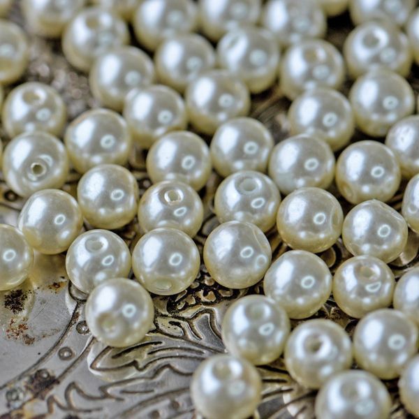 бусина, имитация жемчуга, стекло 8, цвет сливочный, 8 мм