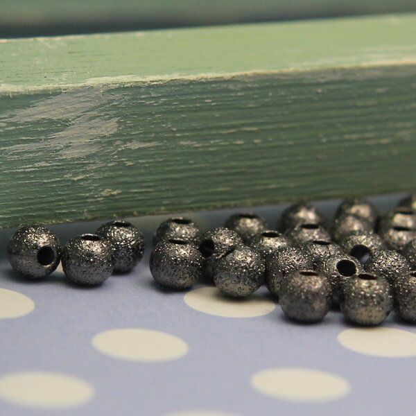 бусина, металл "звездная пыль" 6, цвет черный, 6 мм