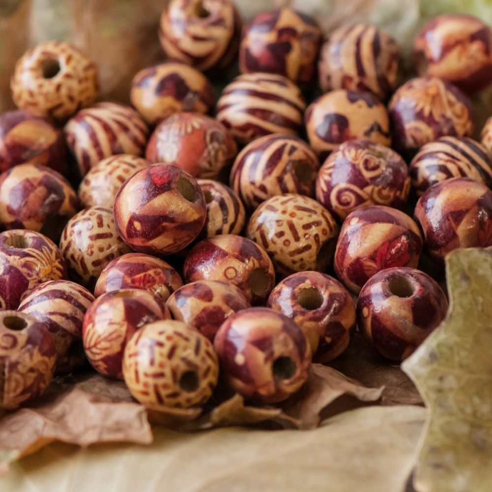 бусина дерево 16, с рисунком, 16х15 мм