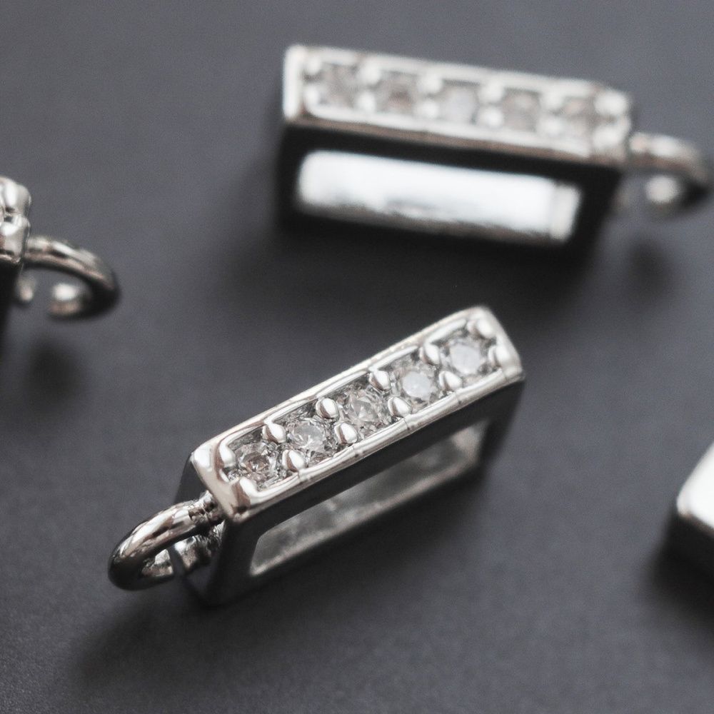 бейл "ретта", с цирконием, цвет платина, 10.5x2x5 мм