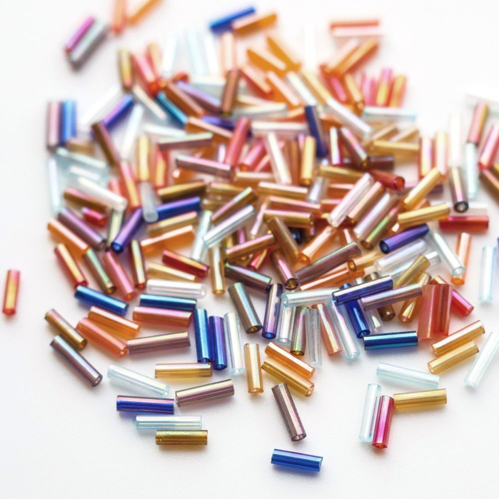 бисер "радуга", стеклярус, цветовой микс прозрачный ав (уп 7 г)