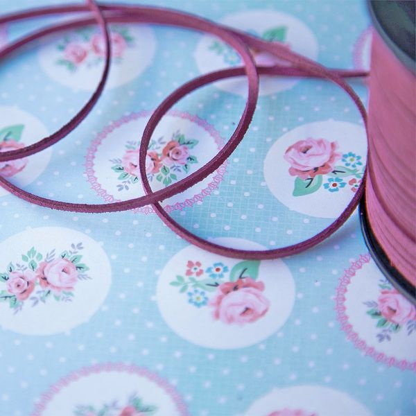 шнур из искусственной замши, розовый, 3х1.5 мм