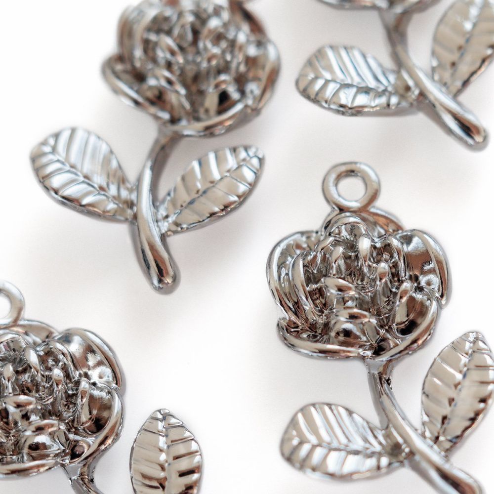 подвеска металлическая "розочка", цвет платина, 21x15 мм