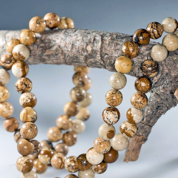 бусина яшма, коричневый, колорир., 8 мм