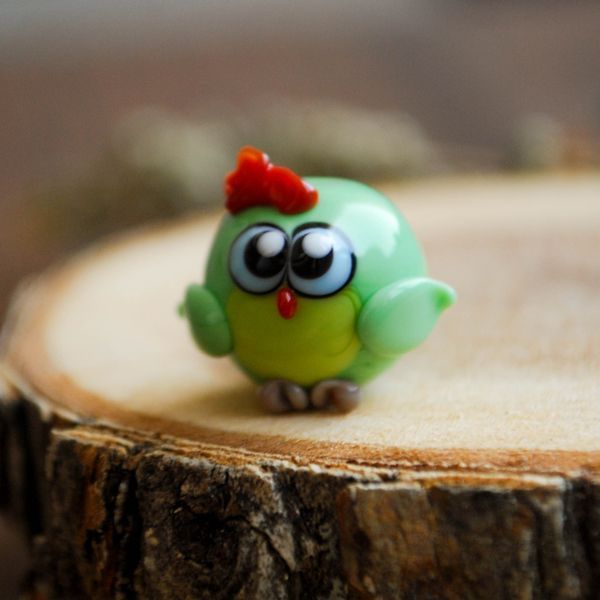 бусина, мурано "петушок грини", круглая, 16х15 мм