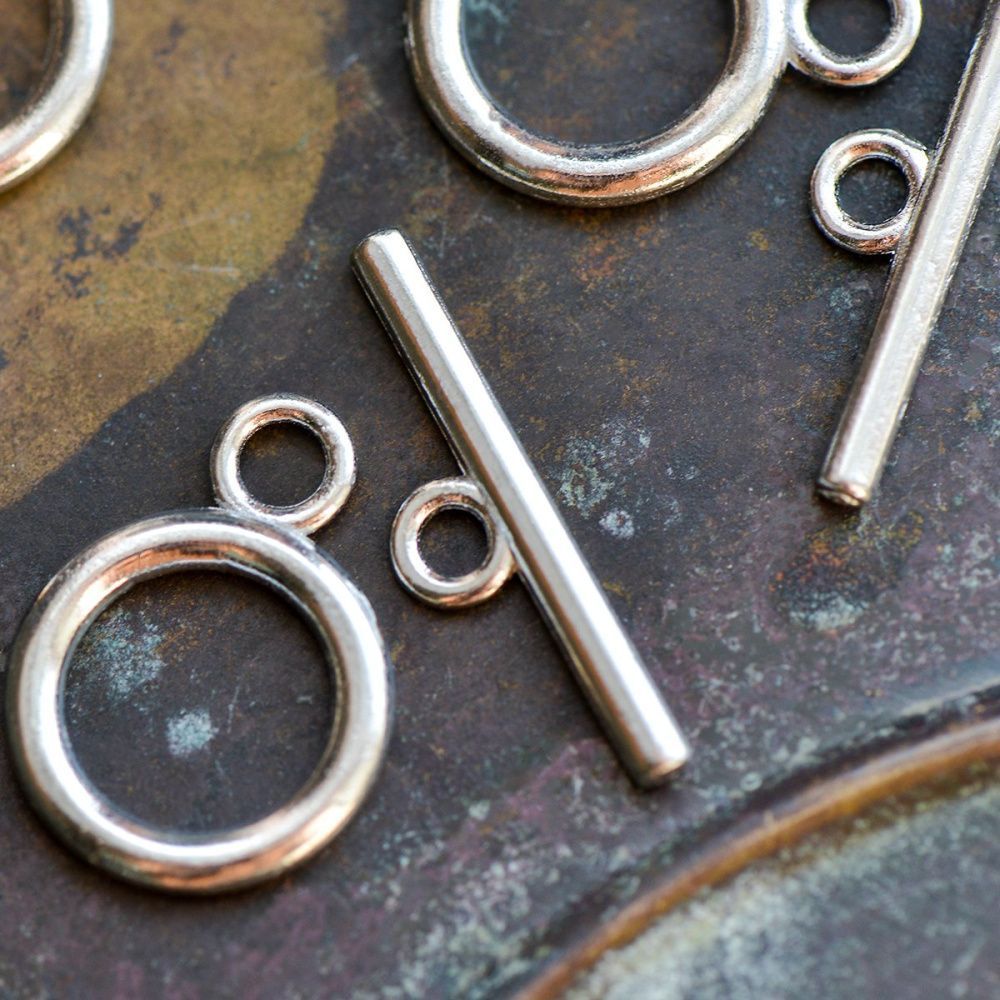 Замочки тоггл "раунд", цвет платина, 19х14 мм