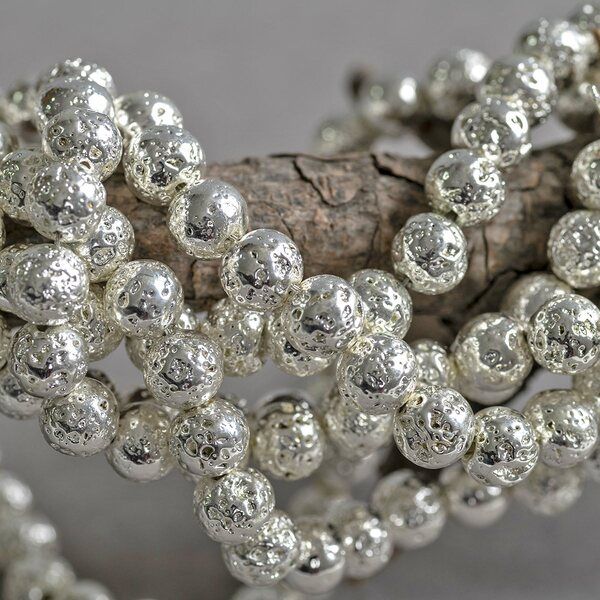 бусина лава натуральная 8, цвет серебряный металлик, 8 мм