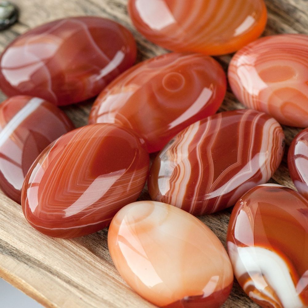 кабошон агат овальный, цвет терракотовый, 30х20х8.5 мм