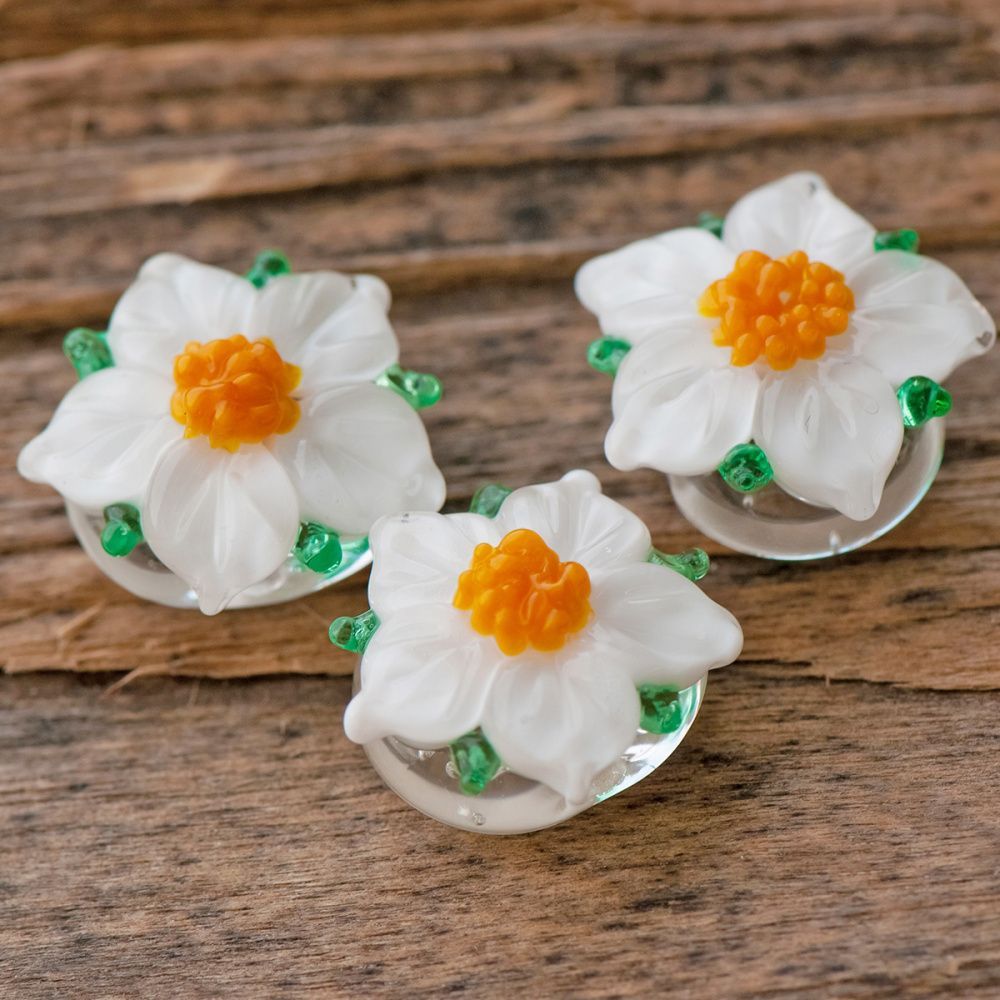 бусина, мурано "жасмин", фигурная,18х16мм