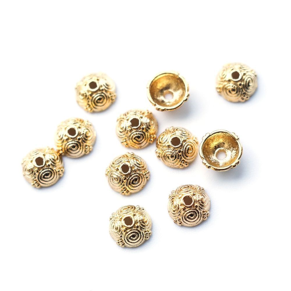 шапочка для бусин "цейлон", цвет золото, 8x8x4.5 мм