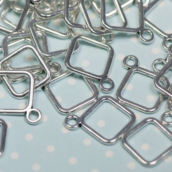 Замочки тоггл "квадрат", цвет античное серебро, 13.5х18 мм