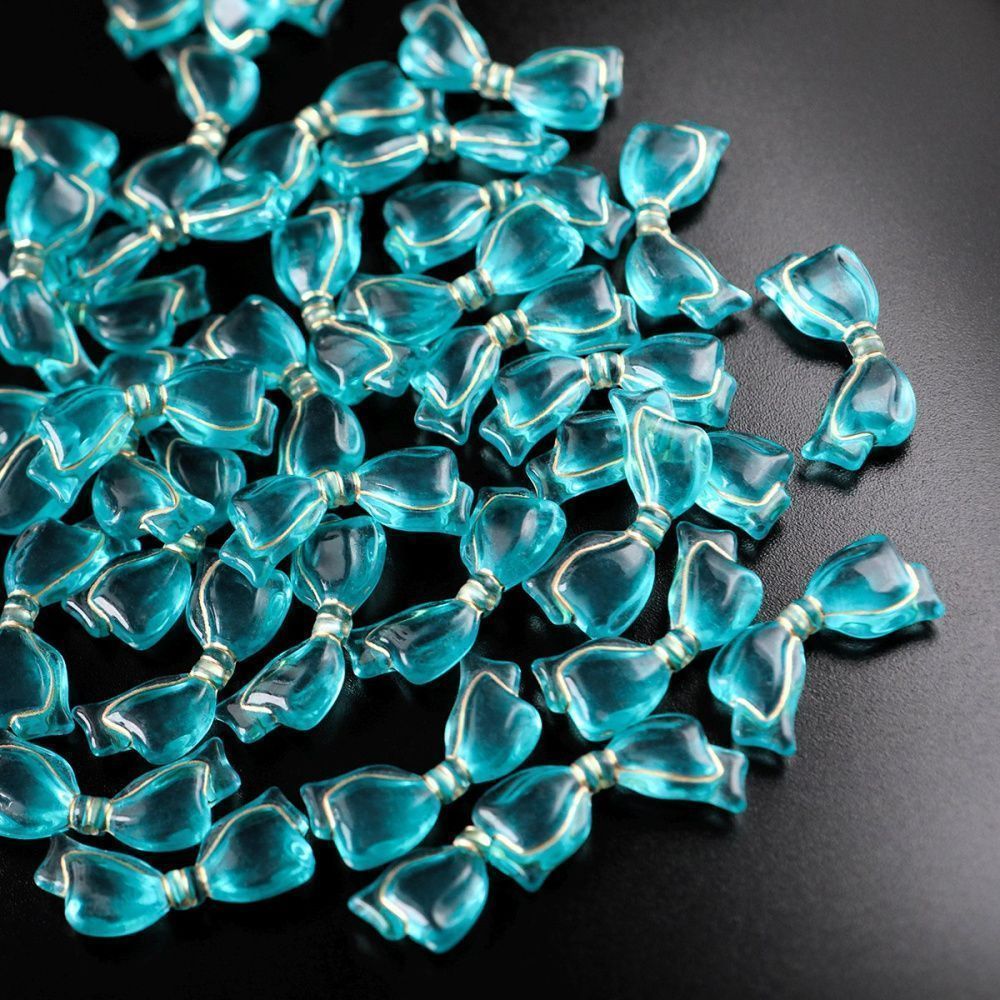 бусина, акрил "бантик-антик", цвет сине-зеленый, 13.5x29x6 мм