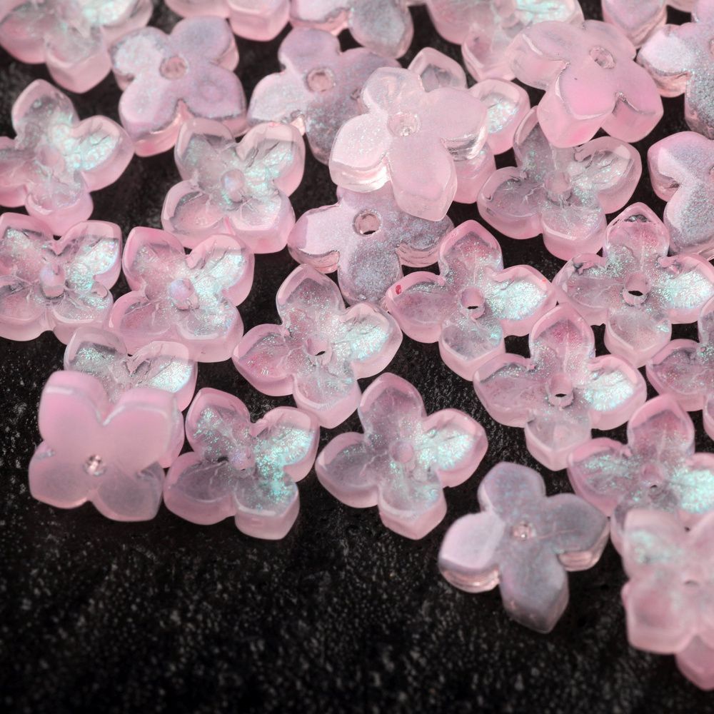 бусина "вероника", стекло, цвет св.розовый, 10x10x3.5 мм