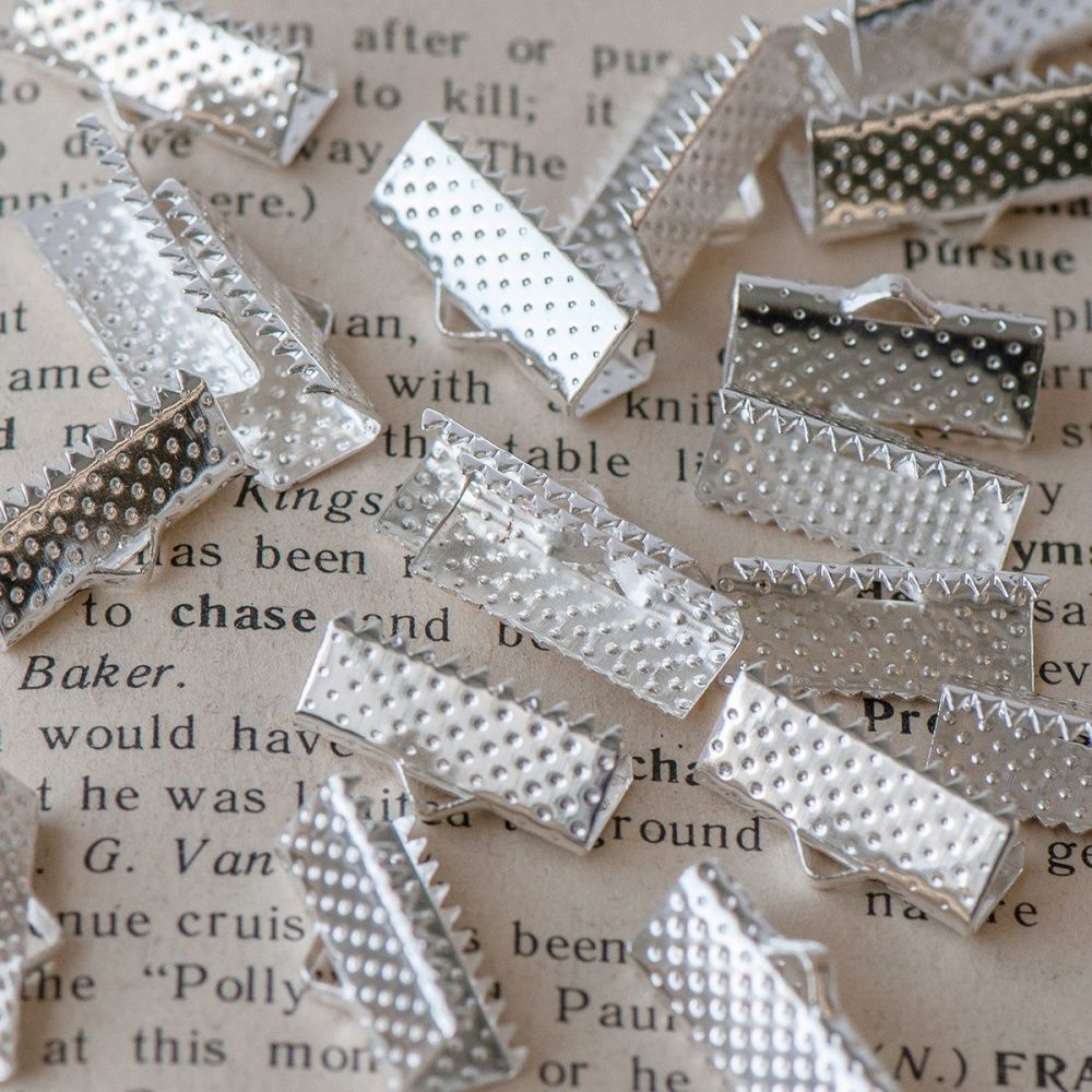 зажим для ленты, цвет серебро, 16x8x5 мм