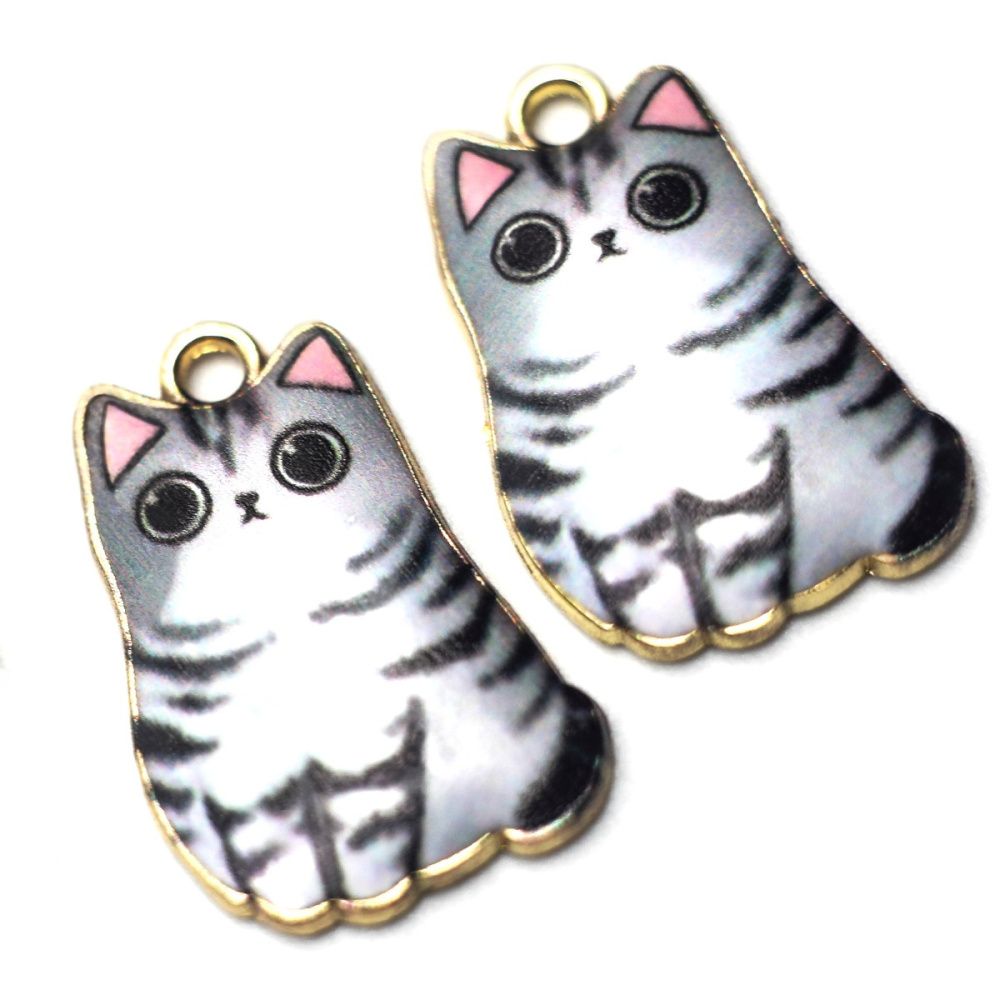 подвеска металлическая "барсик", эмаль, цвет серый, 25x16x3 мм