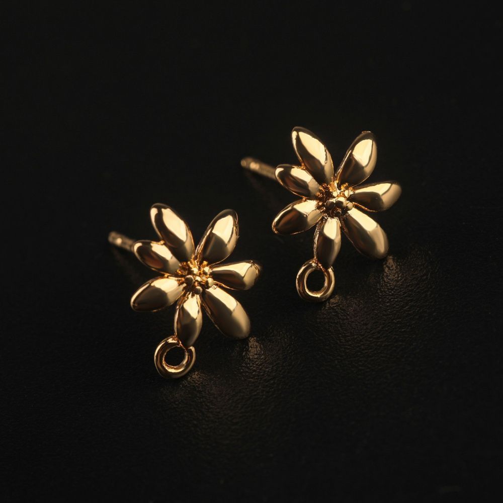 пуссеты "лилия", позолоченные, 11x9 мм