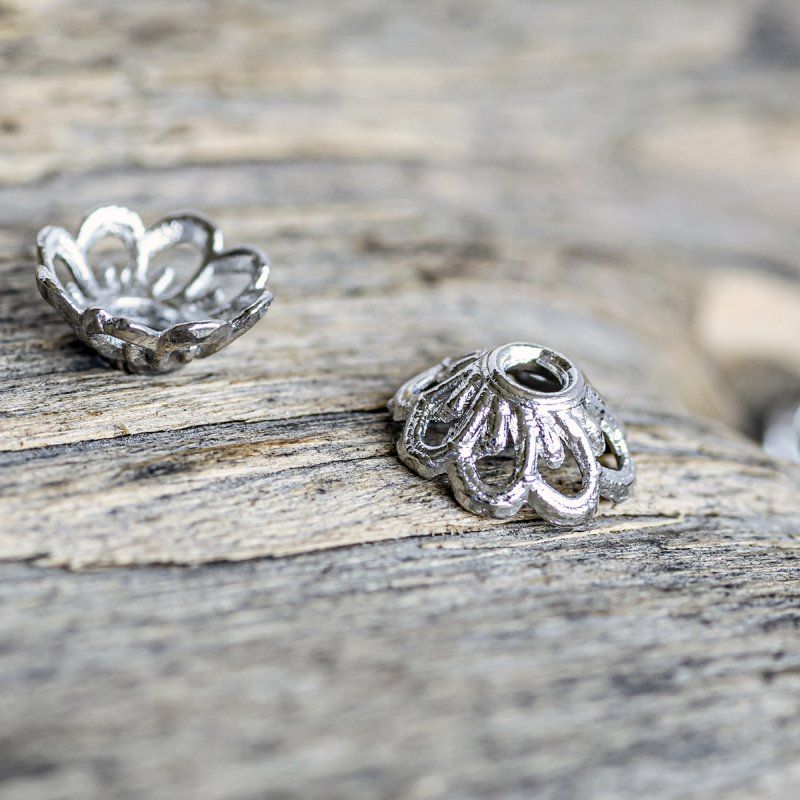 шапочка для бусин "маргаритка", цвет платина, 9x4 мм