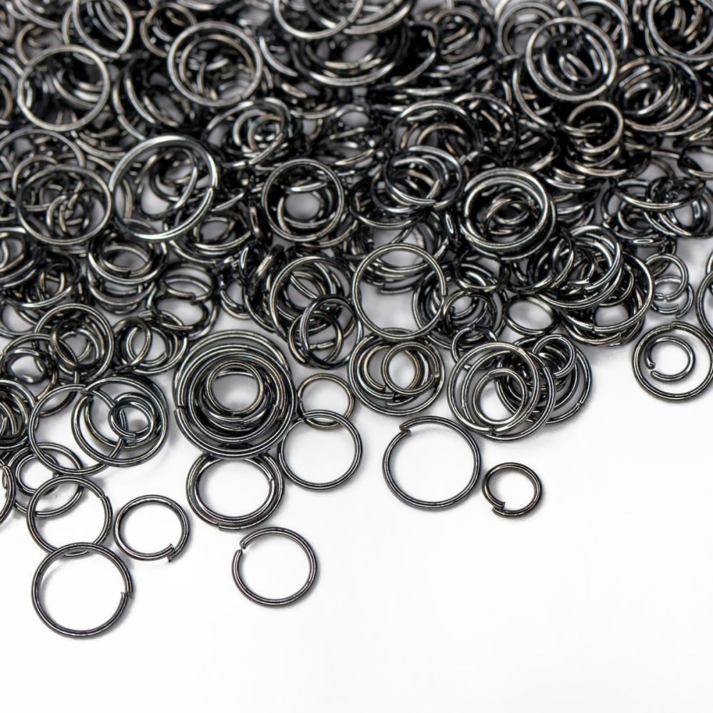 колечко соединительное, цвет черный, размерный микс (уп 10 г)