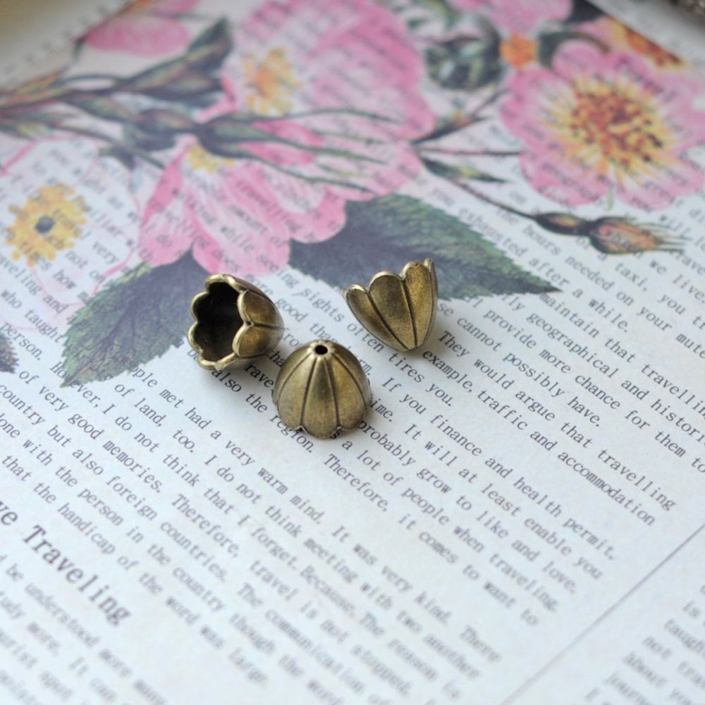 колпачок для бусин "крокус", цвет античная бронза, 17х17х15 мм