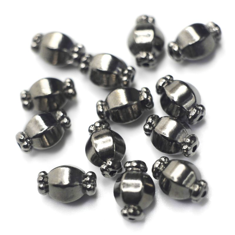 бусина, металл "бонбон", цвет черный, 10х7 мм