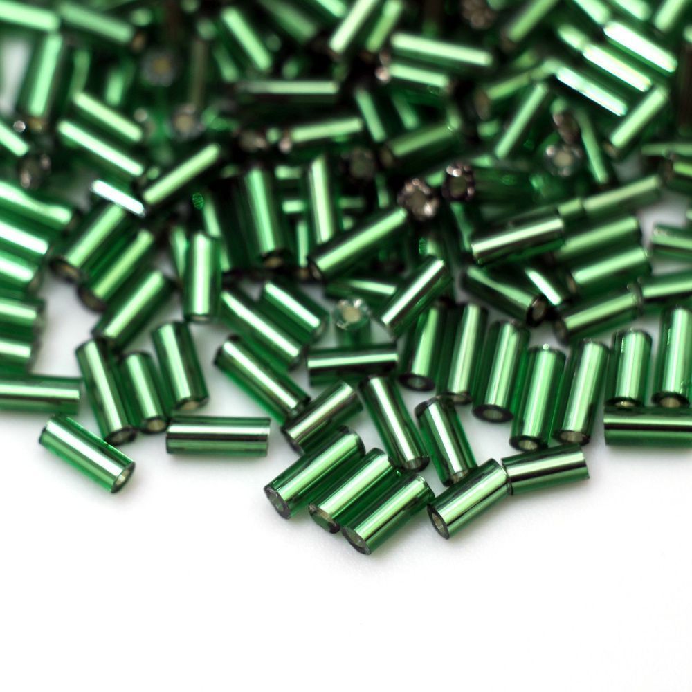 бисер "радуга", рубка, цвет приглушенный зеленый/серебрение (уп 7 г)