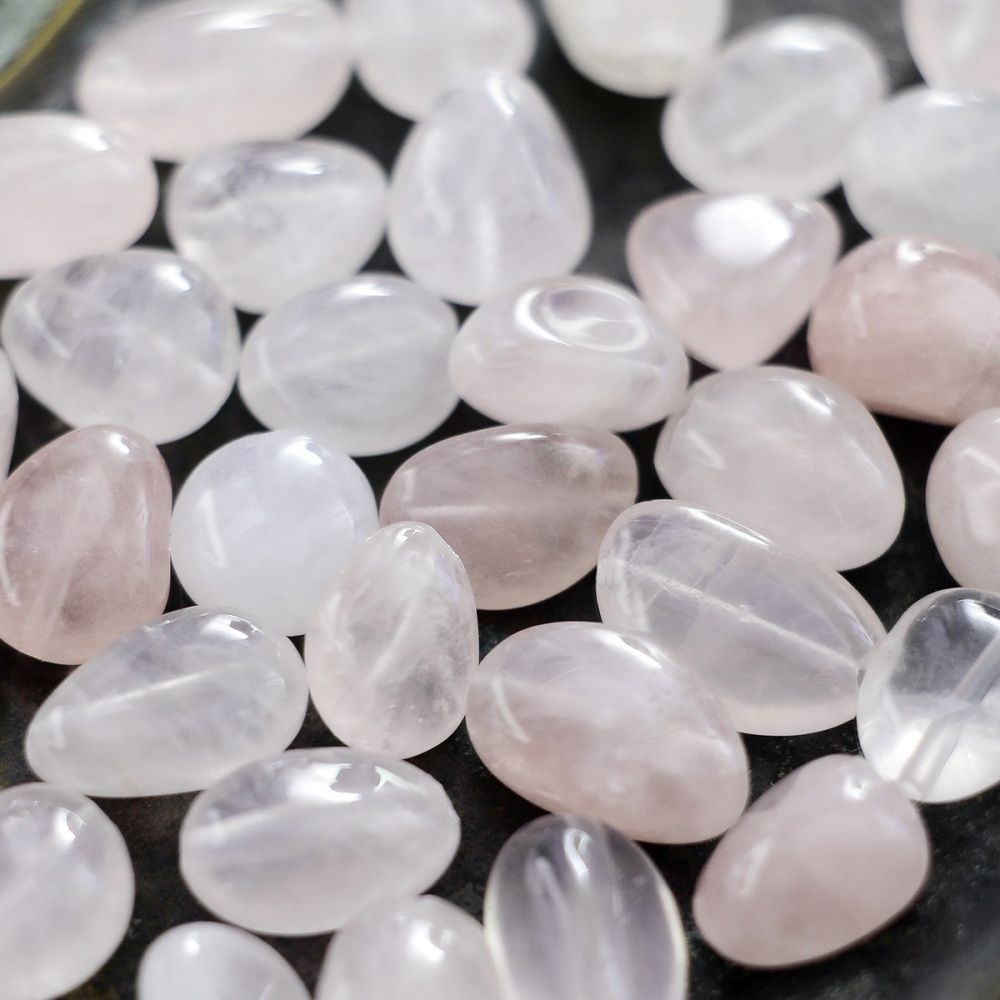 бусина кварц, овал, цвет розовый, размерный микс (уп. 10 г)