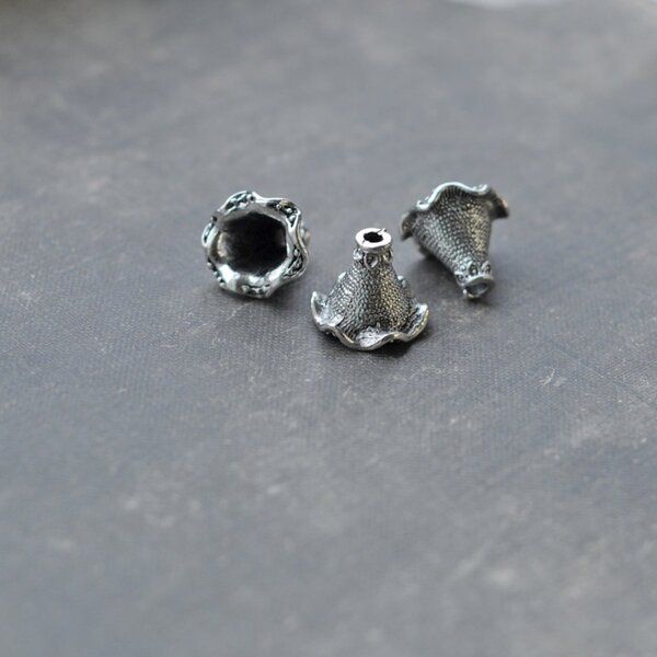 колпачок для бусин "кобея", античное серебро, 22x21x17 мм