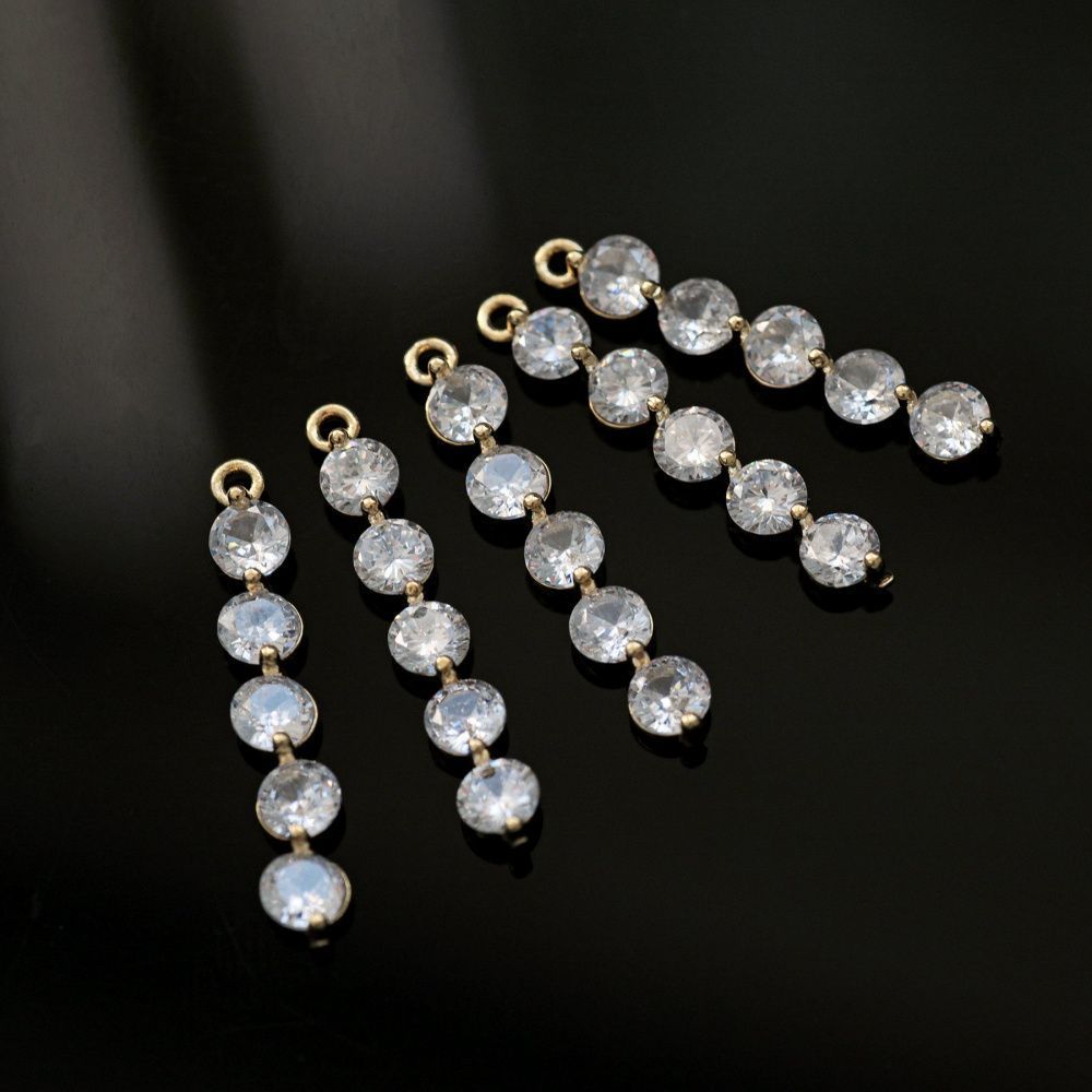 подвеска металл "лайн", позолота/стразы, 25.5x4x3.5 мм