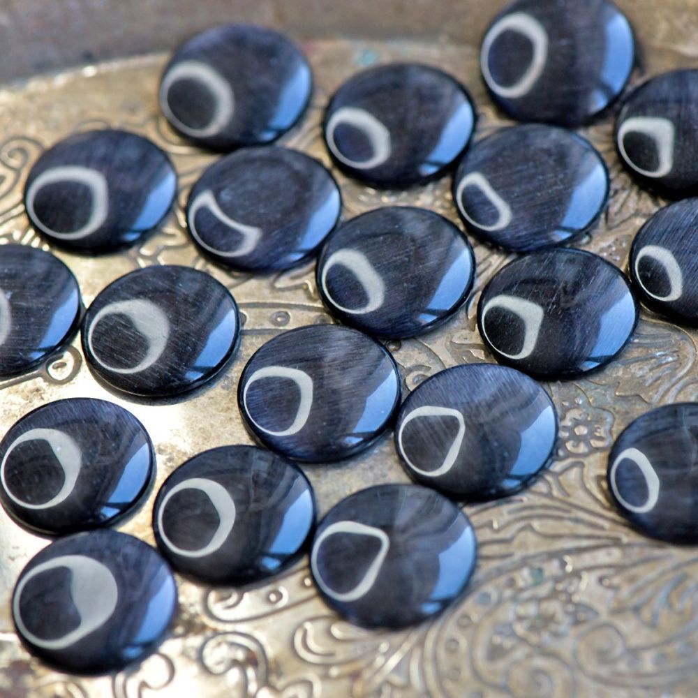 кабошон "кошачий глаз", стекло, цвет черный, 18х3 мм