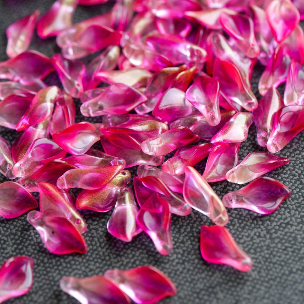 подвеска стеклянная "кала", цвет прозрачный/малиновый, 20x10.5x6 мм