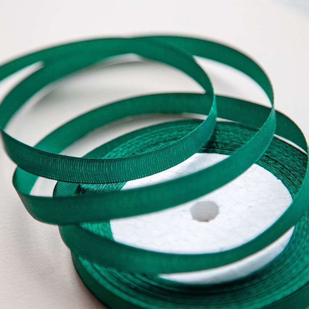 лента, атлас, цвет изумрудный темный, ширина 10 мм ленты