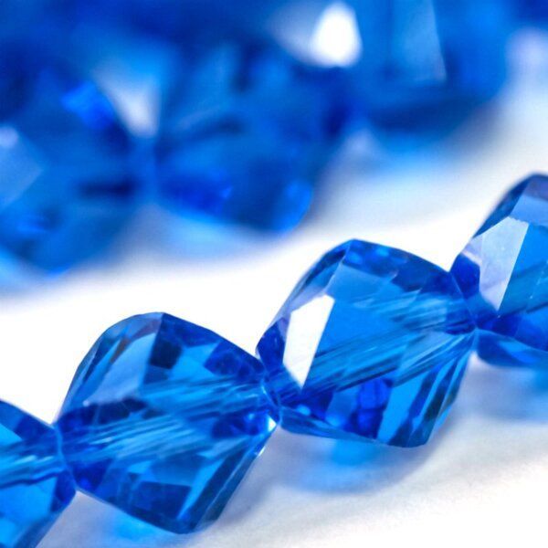 бусина, стекло "яблоко" 8, граненая, цвет синий, 8х8 мм