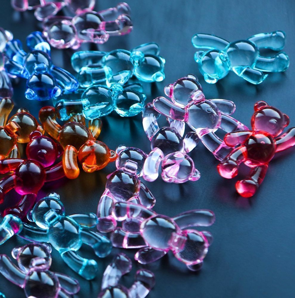 подвеска акриловая "мишутка прозрачный", цветовой микс, 37x28x13 мм