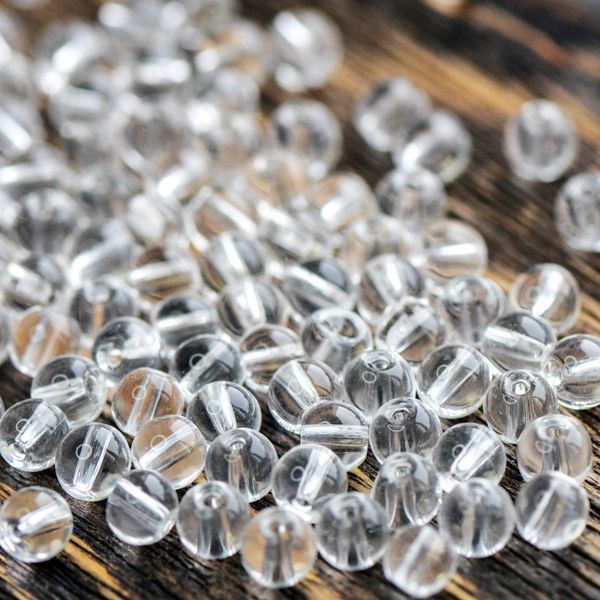 бусина, стекло 6, цвет прозрачный, 6 мм