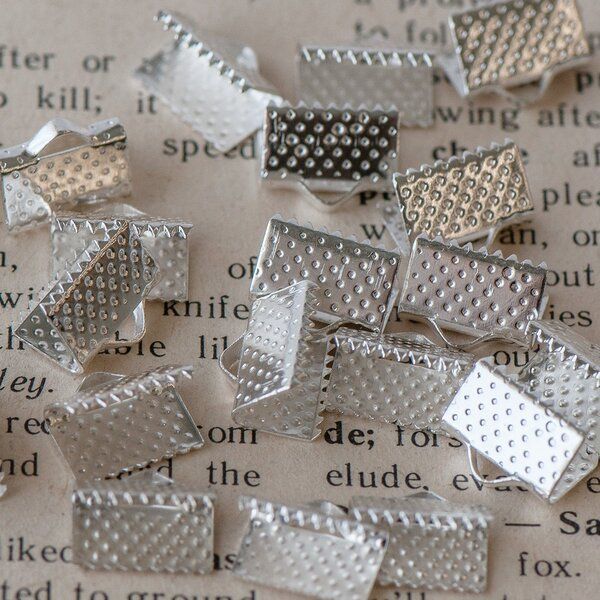 зажим для ленты, цвет серебро, 10x7 мм