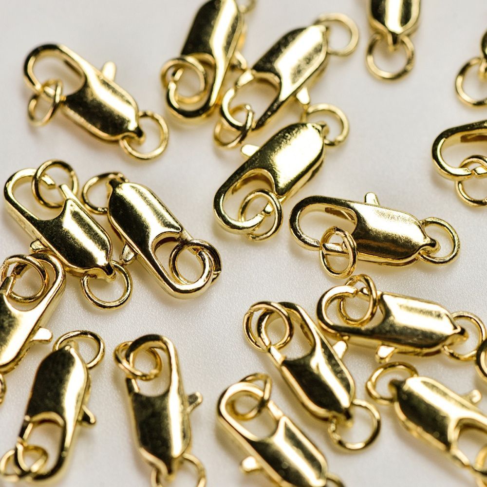 Замочки замочек-лобстер прямоугольный с колечком, цвет золото, 12х6 мм