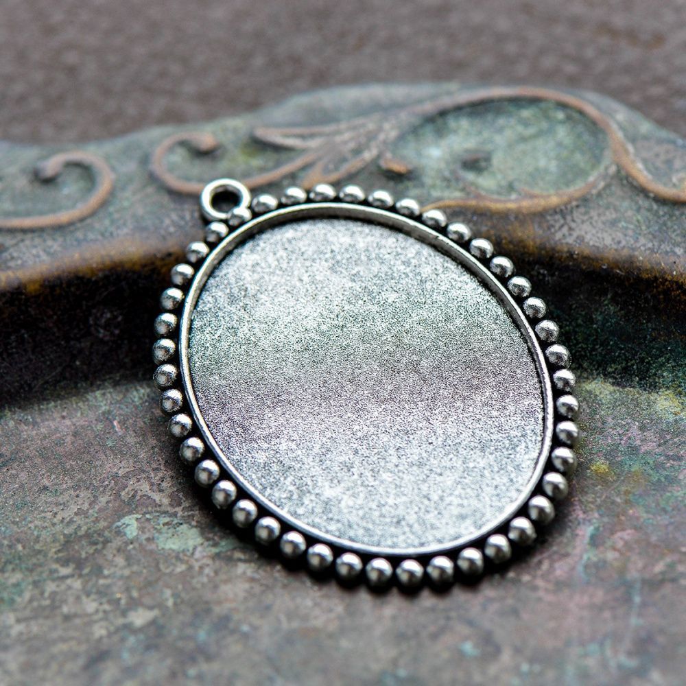 сеттинг овальный "буль", цвет античное серебро, 57x43x2.5 мм