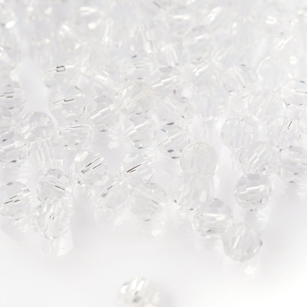 бусина, стекло 6, граненая, цвет прозрачный, 6 мм