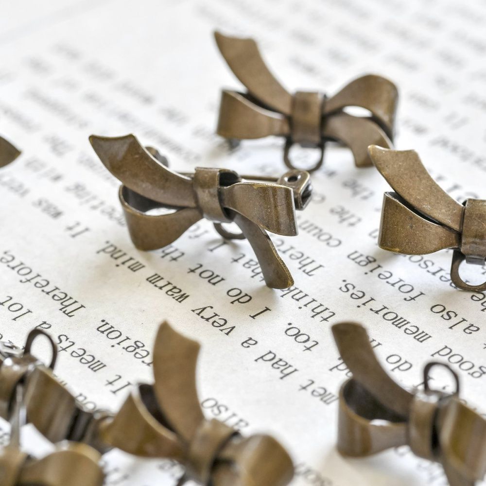 основа для броши "бантик", цвет античная бронза, 28х17 мм