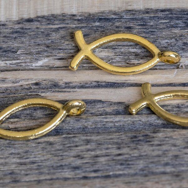 подвеска металлическая "рыба", цвет золото, 20x8х2 мм