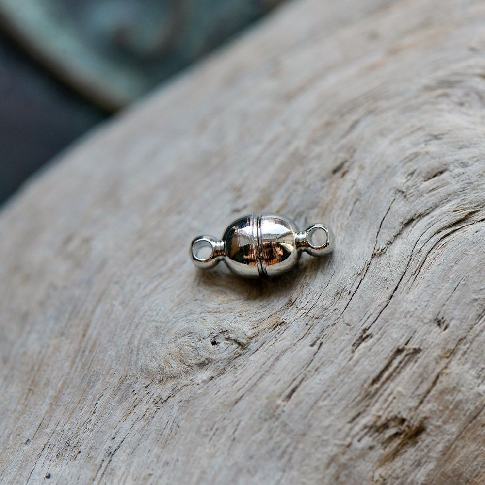 Замочки застежка магнитная "боб", цвет платина, 11x5 мм