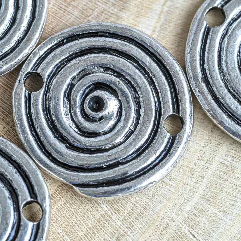 коннектор "спираль", цвет античное серебро, 20x1.5 мм