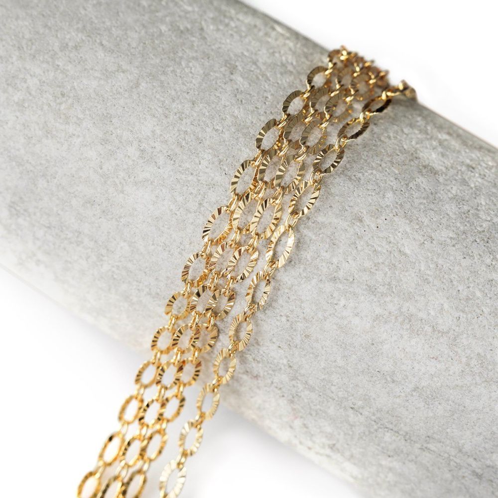 цепочка "текстура", позолота, звено 6.2x3.3x0.5 мм