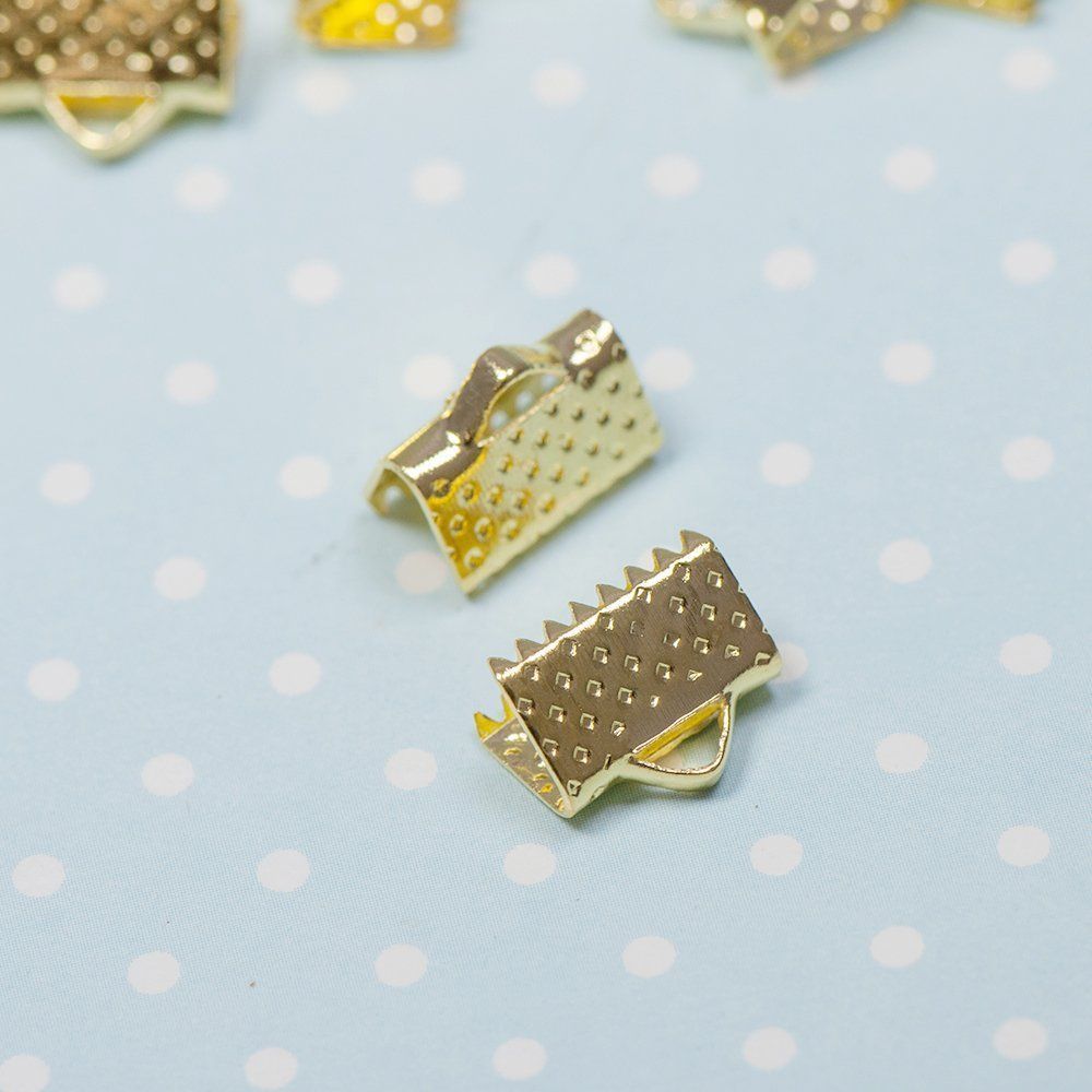 зажим для ленты, цвет золото, 10х7 мм