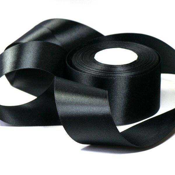 лента, атлас, цвет черный, ширина 50 мм ленты