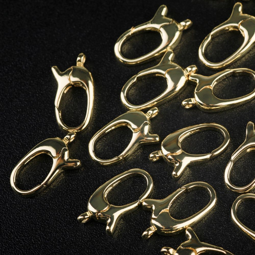 замочек-карабин "овал", позолота, 13.5x8x3 мм