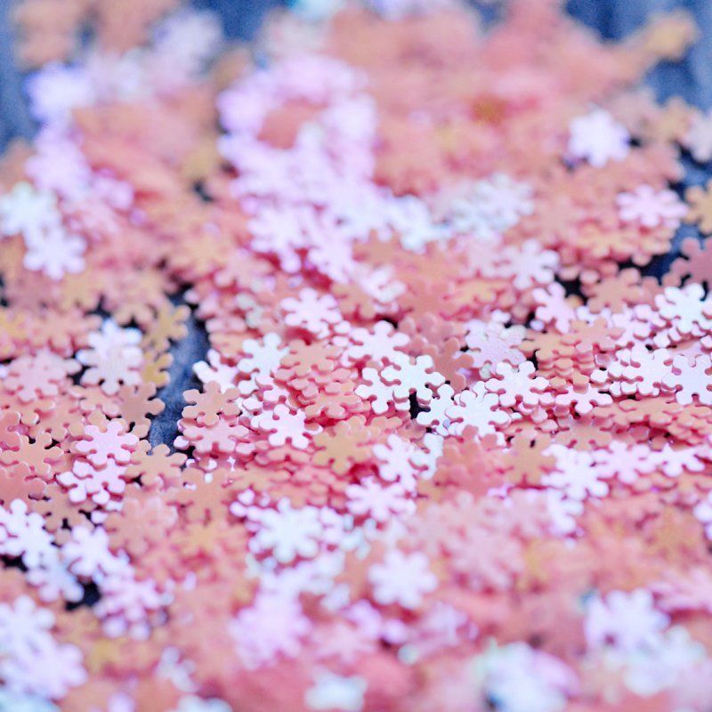 пайетки-снежинки, розовый радужный ав, 5 мм (уп 5 гр)